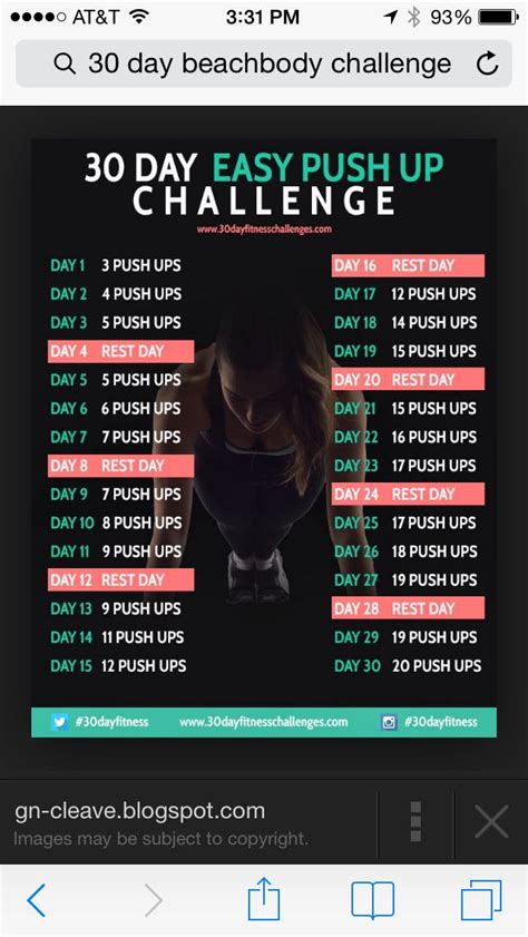 The 30 Day Easy Push Up Challenge Is Displayed On An Iphone Screen