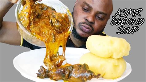 Asmr Ogbono Soup 🍲 With Garri Fufu Eating Showno Talking Eating Sounds African Food