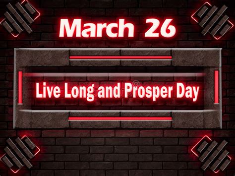 26 March Live Long And Prosper Day Neon Text Effect On Bricks