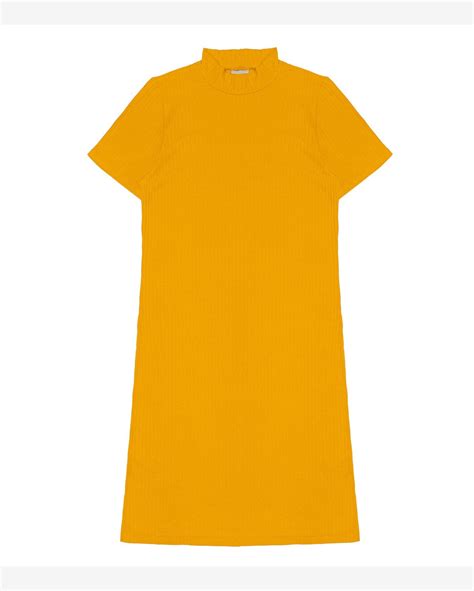 Riachuelo Vestido Ribana Canelada Lurex Rovitex Amarelo