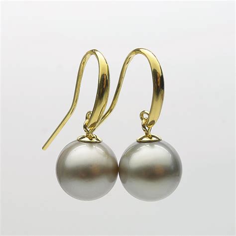 Free Shipping 10mm Natural Color Genuine Tahitian Pearl Hook Drop Earrings 925 Sterling Silver