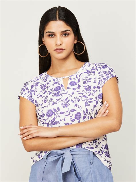 Buy Code By Lifestyle Extended Short Sleeves Floral Printed Keyhole