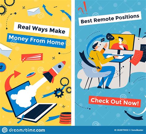 Real Ways Make Money From Home Remote Position Stock Illustration