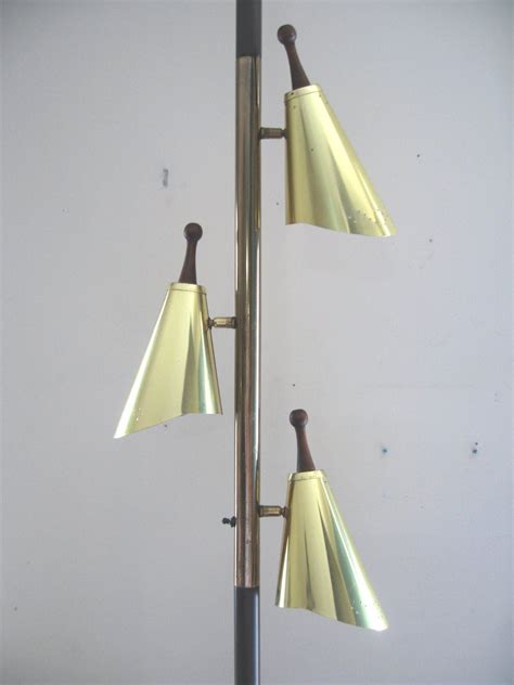 Mid Century Modern Brass Cone Tension Pole Lamp Light