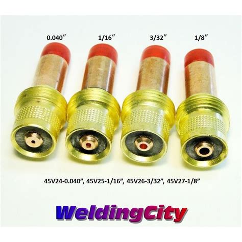 TIG Welding 4 Pk Gas Lens 0 040 1 8 45V24 45V25 45V26 45V27