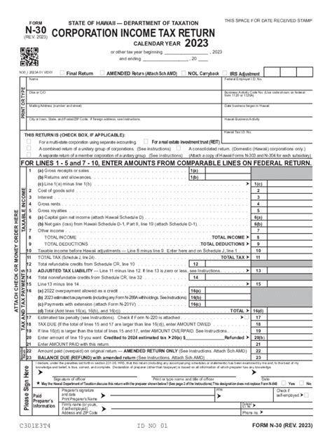 Form N Rev Corporation Income Tax Return Forms