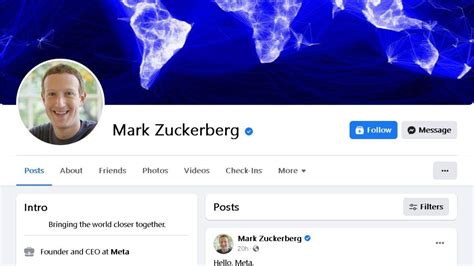 Mark Zuckerberg Updated Founder And Ceo Of Facebook To Meta On His