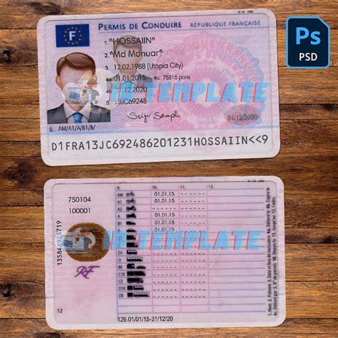 France Driving Licence PSD Template Driving License Template