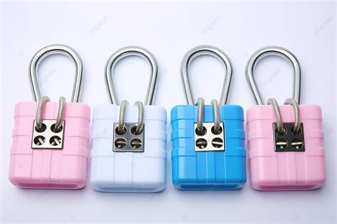 Four Suitcase Locks Set With Different Colored Shirts Background, Luck ...