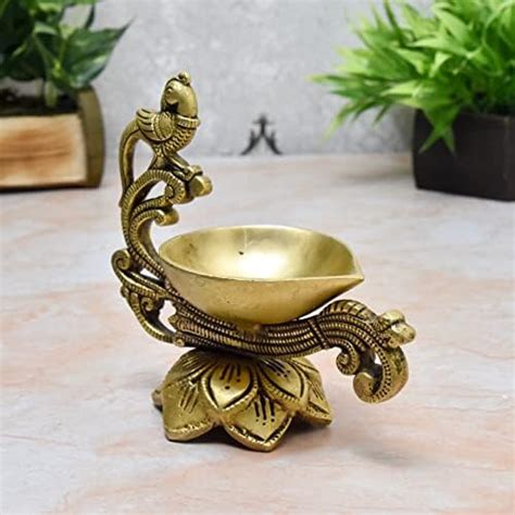 Buy Bhimonee Decor Pure Brass Electric Lighting Kerla Table Diya Bulb Lights 7 Inches Big