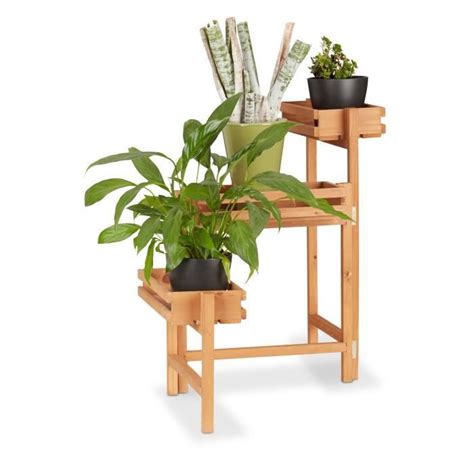 Relaxdays Tag Re Pour Plantes En Bois Support Pot De Fleurs En