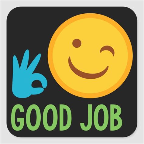 Good Job Emoji Square Sticker | Zazzle | Estampa de coruja, Estampas, Escola