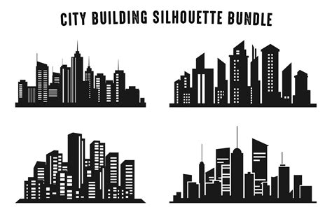 City Building Silhouette Vector Set City Buildings Logo Vector Icon