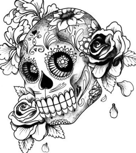 Idée de tatouage crâne mexicain stylisé avec fleurs Tatouages