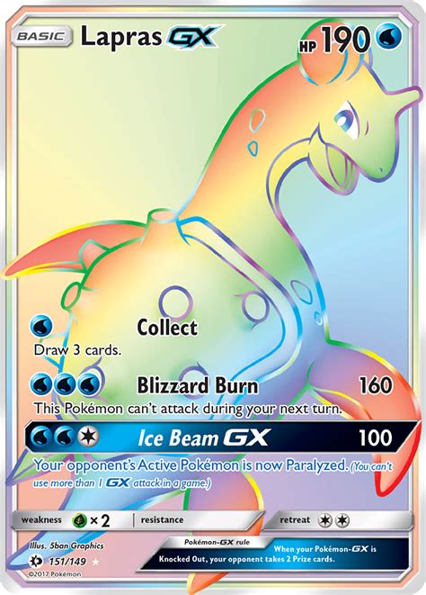 Lapras GX 151 149 Rare Secret Sm1 151 Face To Face Games