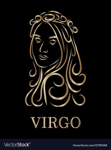 Virgo Zodiac Line Art Eps 10 Royalty Free Vector Image