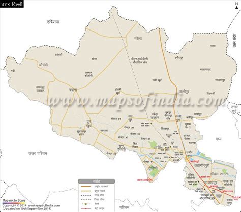 उत्तरी दिल्ली जिले का नक्शा । North Delhi District Map In Hindi Map