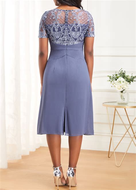 Plus Size Dusty Blue Lace H Shape Dress Usd 45 98