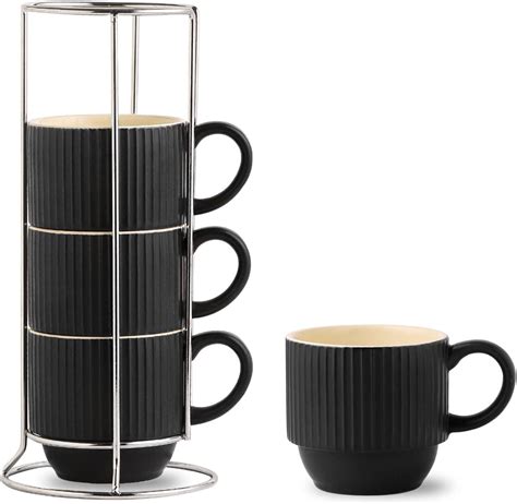 Amazon Hasense Black Coffee Mug Porcelain Set Of With Rack