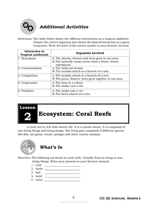 Science Quarter Module Ecosystem Tropical Rainforests Coral