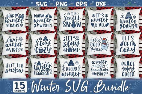 Winter Svg Bundle Christmas Pillow Quote Graphic By Shinegreenart