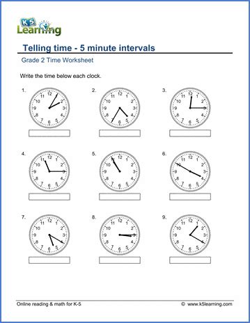 Reading A Clock Worksheets