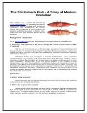 EVO FINAL EXAM Docx The Stickleback Fish A Story Of Modern