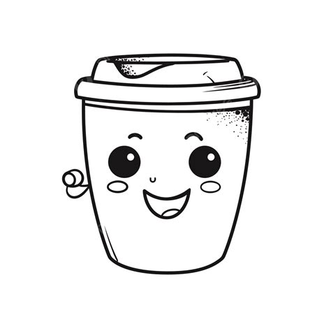 Linda Taza De Café Para Colorear Dibujo De Esquema De Página Vector PNG