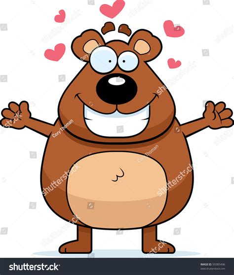 Happy Cartoon Bear Ready Give Hug Stock Illustration 59385496 ...