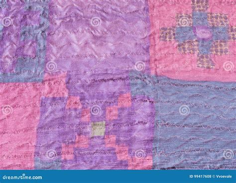 Stitched Pieces Of Silk Fabric In Patchwork Scarf Stock Photo Image