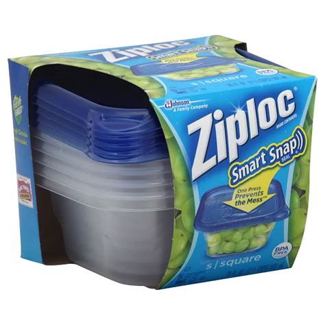 Ziploc Smart Snap Small Square Containers With Lids Shop Food Storage