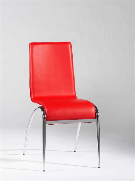 Stylish Red White Black Leatherette Dining Chair With Metal Legs Anaheim California Chela