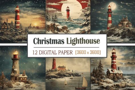 Vintage Christmas Lighthouse Graphic By Wow Art · Creative Fabrica