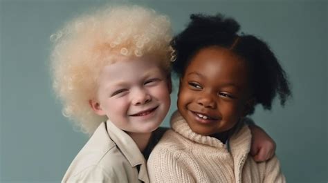 Premium AI Image | Portrait of various black and albino children with ...