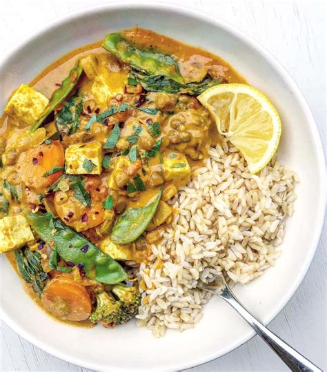 Creamy Coconut Brown Lentil Vegetable Curry Nourish Tempt