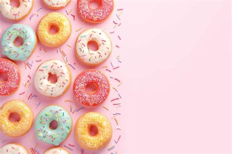 Premium Photo Top View Of Vibrant Donuts Colorful Delights With