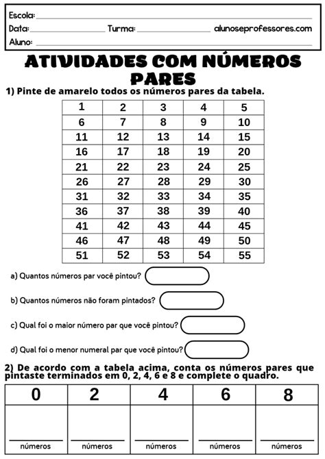 Atividade Números pares e impares verloop io