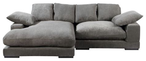 2 Pc Grey Corduroy Large Reversible Modular Sectional Sofa Contemporary Sectional Sofas By