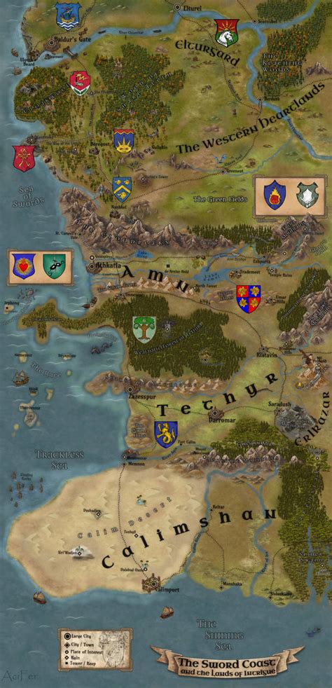 Map of Baldur's Gate, Amn and Calimshan by AciferBG on DeviantArt