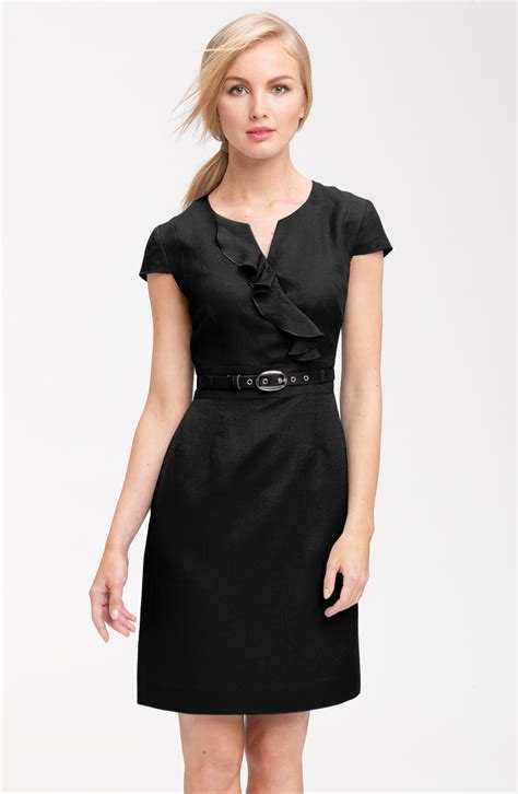 Tahari By Arthur S Levine Ronni Belted Ruffle Sheath Dress Nordstrom