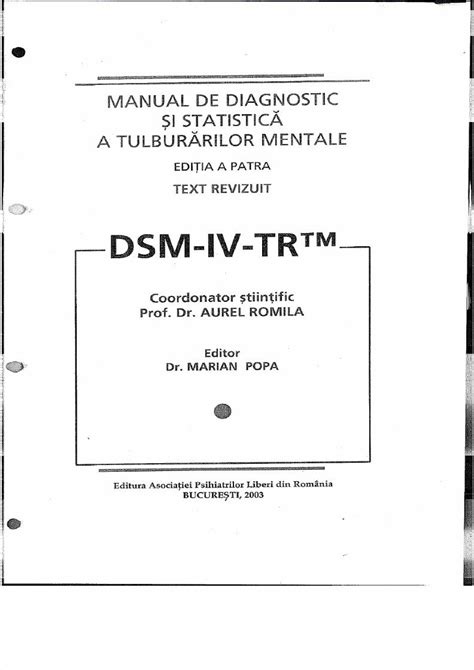 PDF DSM IV Manual De Diagnostic Si Statistica A Tulburarilor