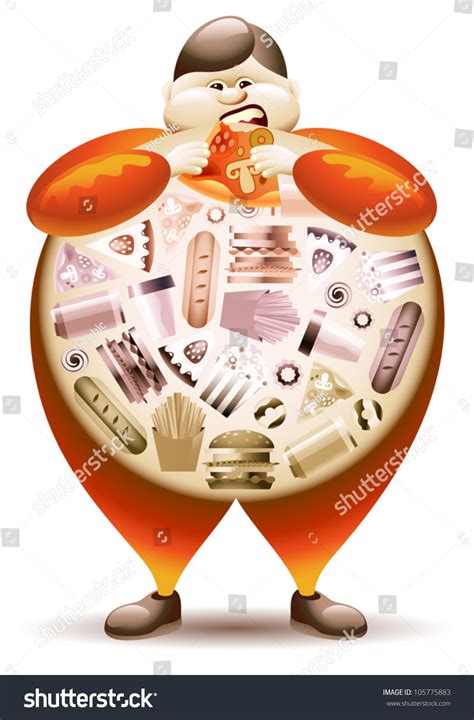 Vector Concept Obesity Caused By Fast Stock Vector 105775883 Shutterstock