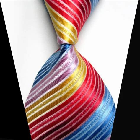 Gobetties Cravate New Mens Rainbow Striped Neck Ties Classic Wedding