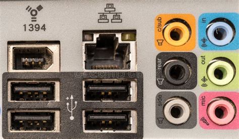 Back Panel Connectors of a Computer Motherboard Stock Photo - Image of ...