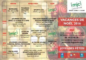 Programme Des Vacances De Noel Mjc De Leguevin Maison Des