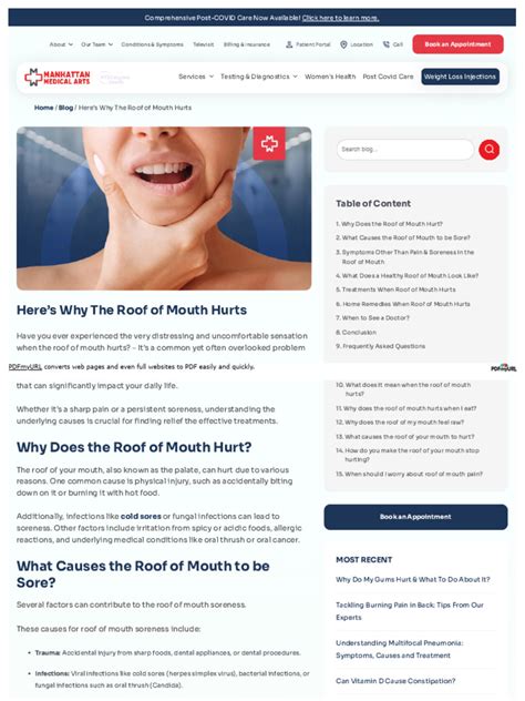 Why The Roof of Mouth Hurts | PDF | Candidiasis | Pain