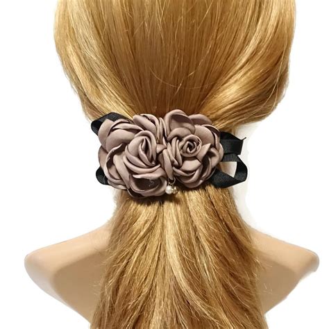 Two Rose Flowers French Hair Barrettes Women Hair Clip Etsy