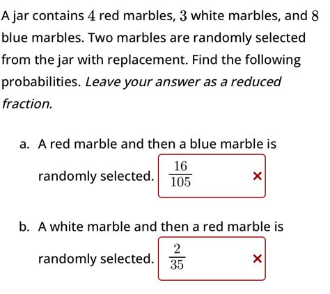 Solved A Jar Contains Red Marbles White Marbles And Blue