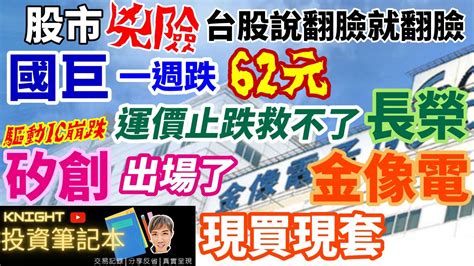 20230421國巨、長榮、矽創、金像電股票投資記錄第61集台股崩跌國巨連跌5天跌掉62元運價止跌救不了長榮股價驅動ic崩跌矽