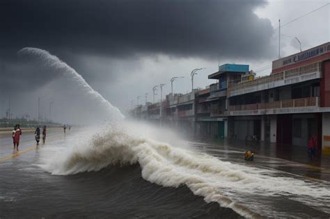 Premium AI Image | dangerous michaung cyclone in chennai city